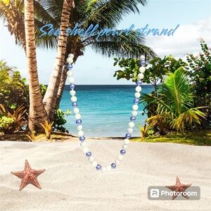 Created sea shell pearl/ mother of pearl strand/ knotted NEW